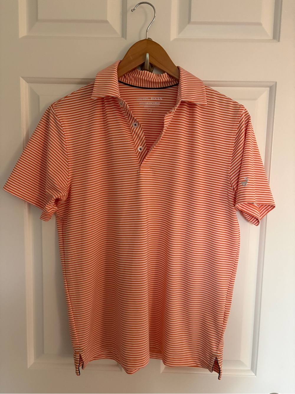Boy’s Performance Striped Polo Shirt - Orange Size 14/16